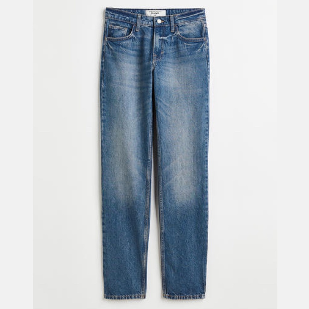 H&M Straight Regular Jeans Denim Blue Size 6 High Rise Straight Leg